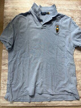 Polo Ralph Lauren Bear Polo Shirt XXL Classic Fit Blue Teddy Bear Embroidered